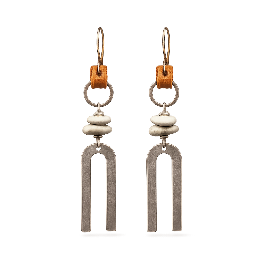 Horseshoe Rock Leather Earrings