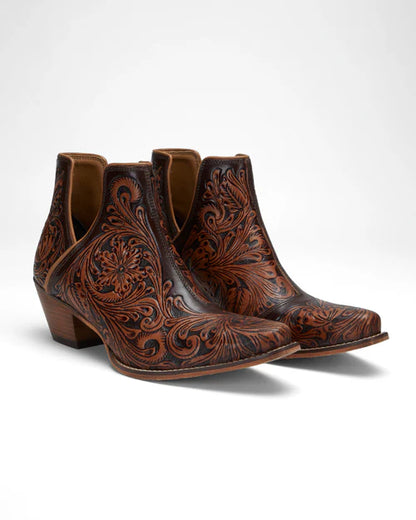 Loyal West X Myra Handtooled Booties in Tan