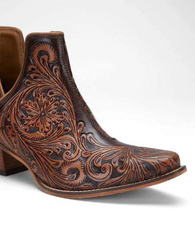 Loyal West X Myra Handtooled Booties in Tan