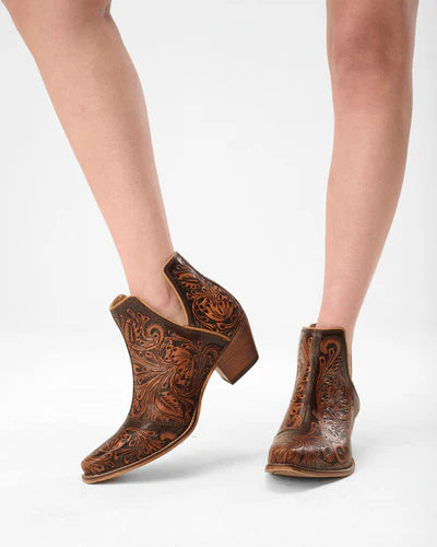 Loyal West X Myra Handtooled Booties in Tan