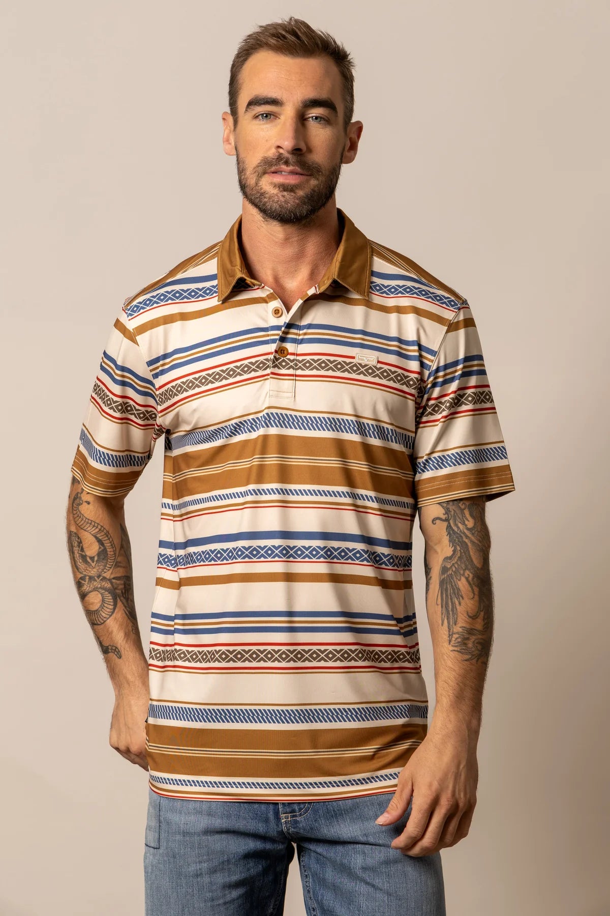 Kimes Ranch Mackin Stripe Polo, Natural