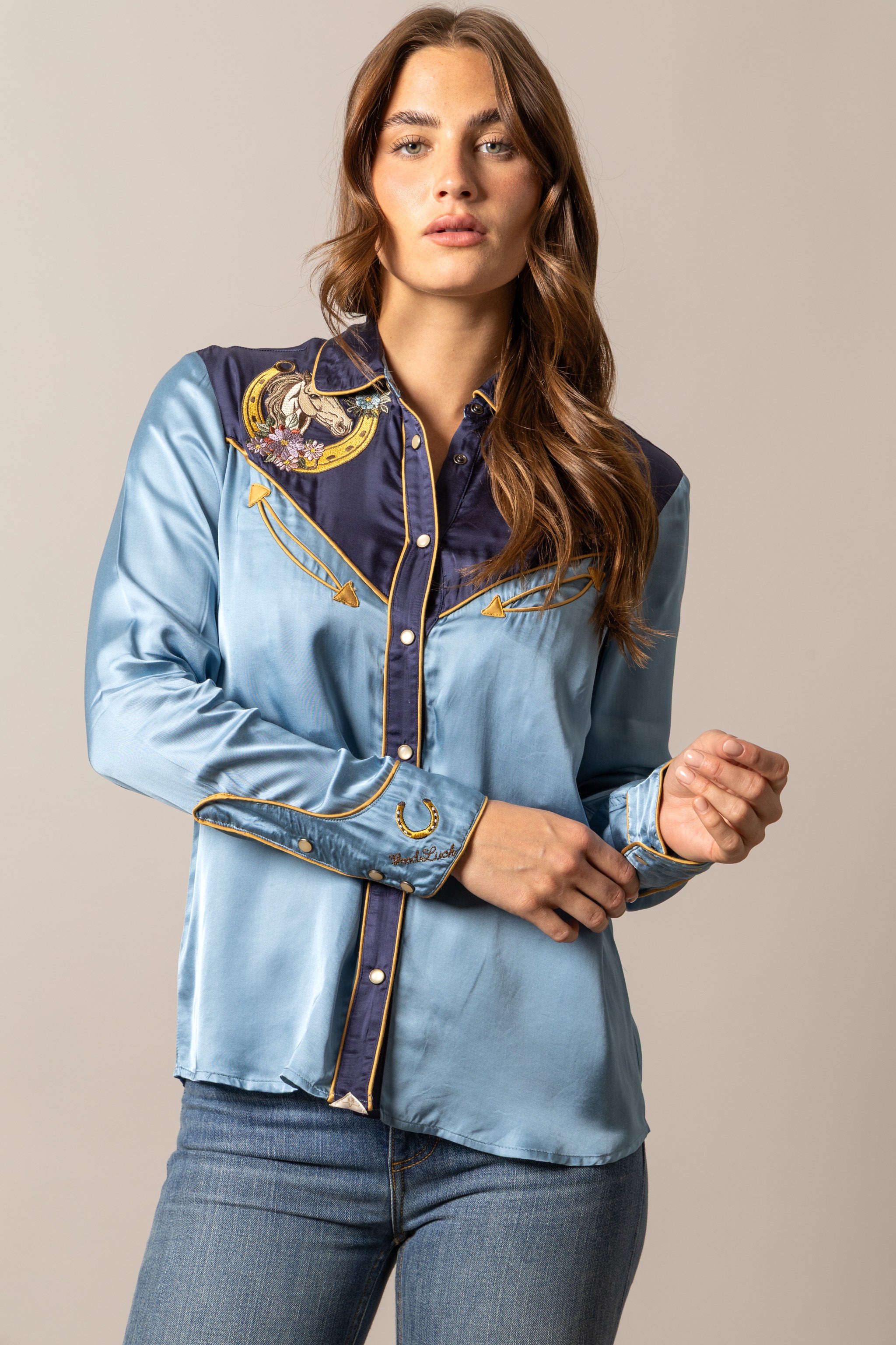Kimes Ranch Merada Western Snap Shirt, Mid Blue
