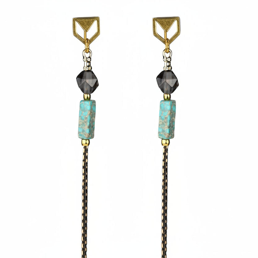 Pair of earrings with turquoise beads and gold accents