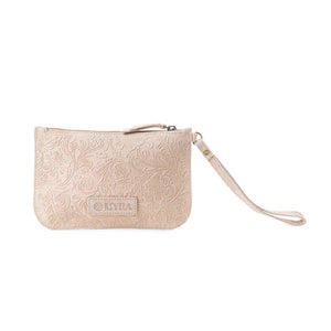 Heritage Scroll Clutch Bag, Beige