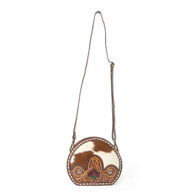 Rosemark Handtooled Round Bag in Canyon Hide &amp; Soft Cream