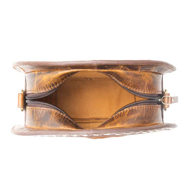 Rosemark Handtooled Round Bag in Canyon Hide &amp; Soft Cream