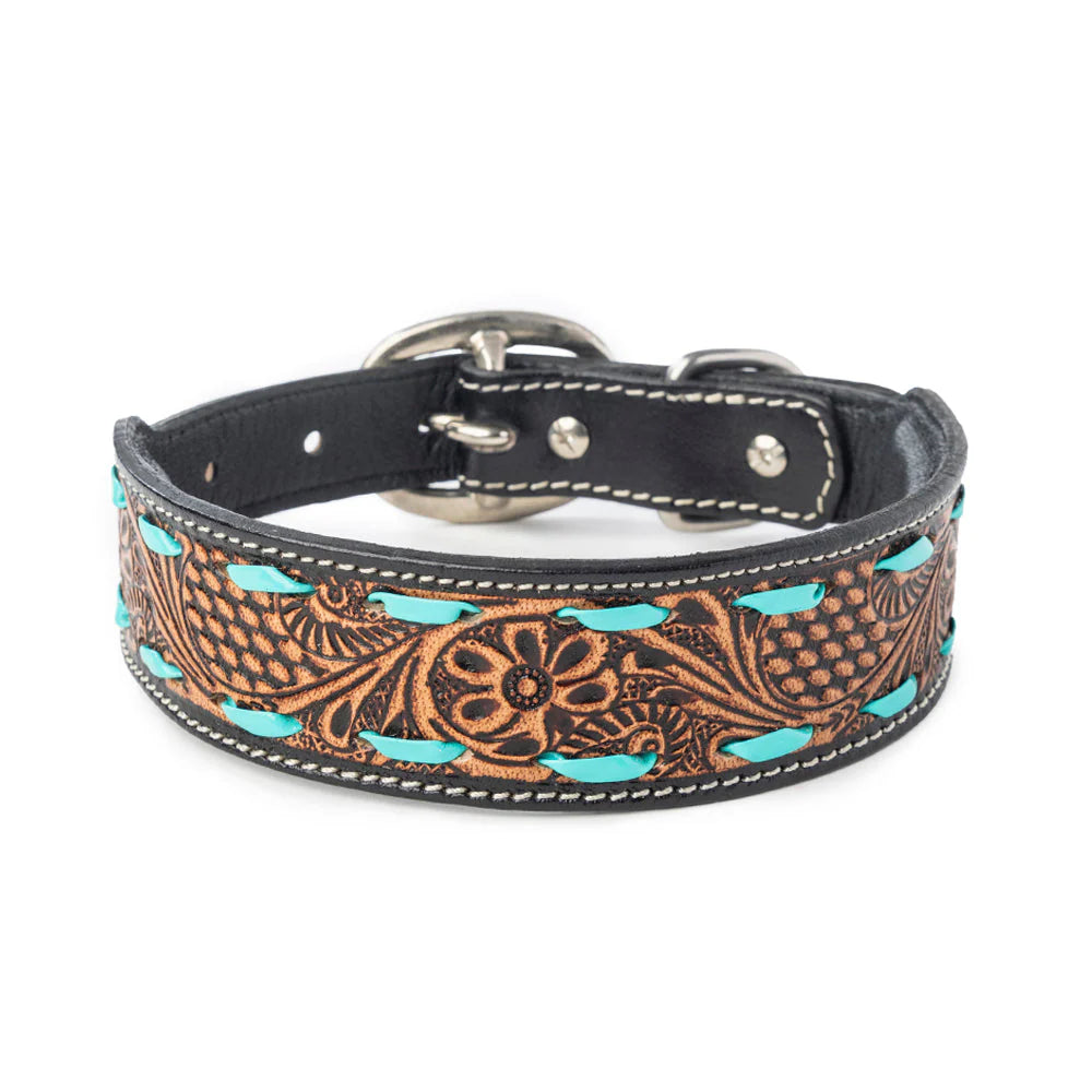 Turquoise Trail Cowboy Dog Collar, Black