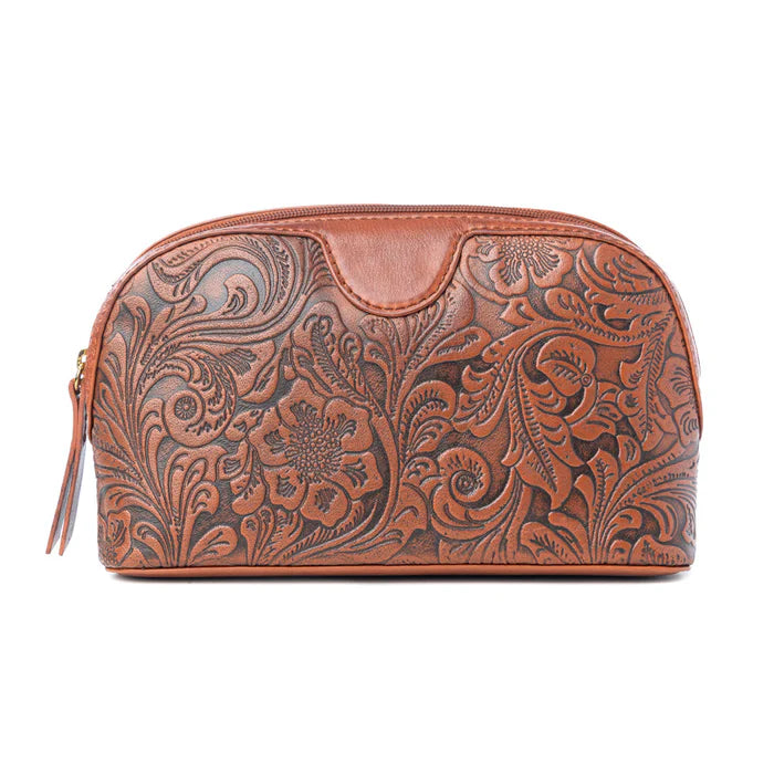 Saddlefire Embossed Leather Multi-pouch in Desert Oak
