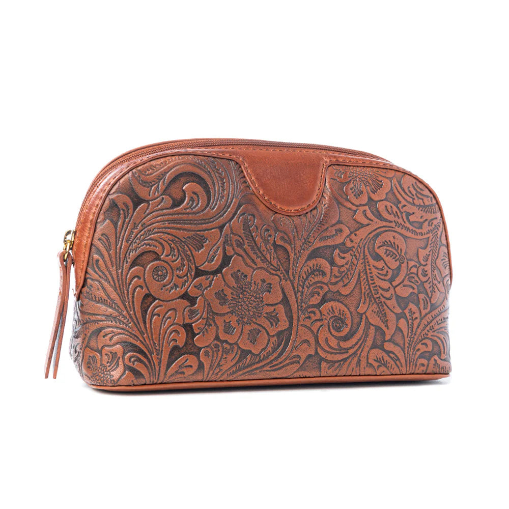 Saddlefire Embossed Leather Multi-pouch in Desert Oak