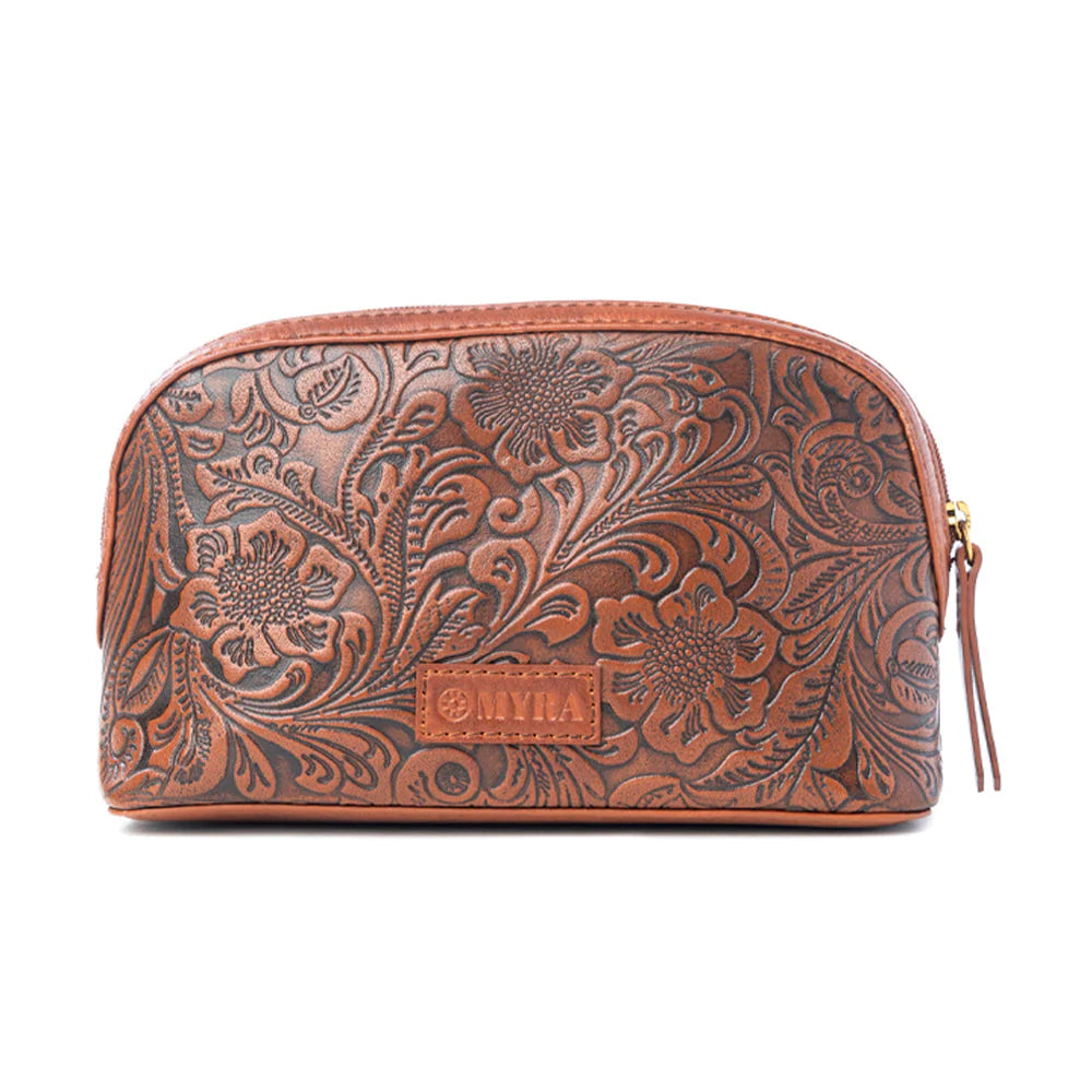 Saddlefire Embossed Leather Multi-pouch in Desert Oak