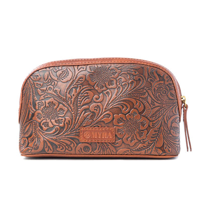 Saddlefire Embossed Leather Multi-pouch in Desert Oak