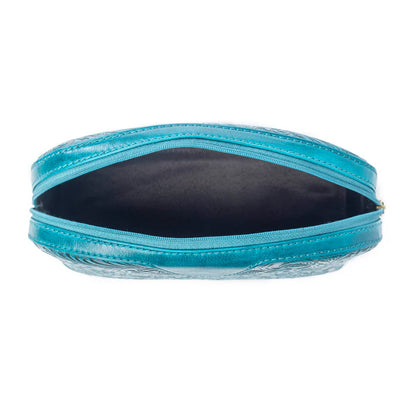 Helena Bloom Embossed Leather Multi-pouch in Sierra Blue