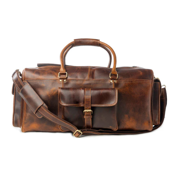 Dakota Voyager Leather Traveller Bag in Smoked Walnut