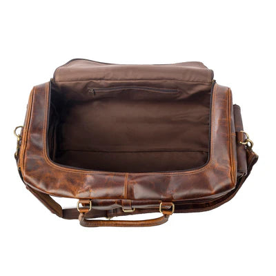 Dakota Voyager Leather Traveller Bag in Smoked Walnut