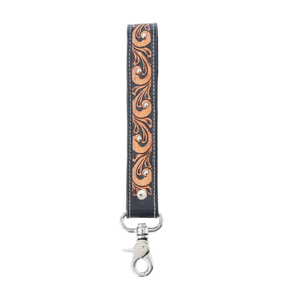 Western Whirl Handtooled Leather Keyfob