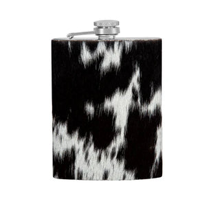 Mountain Trail Flask in Dark Hair-on Hide, 6 Oz