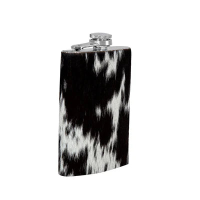 Mountain Trail Flask in Dark Hair-on Hide, 6 Oz