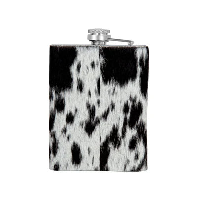 Mountain Trail Flask in Dark Hair-on Hide, 6 Oz