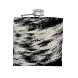 Mountain Trail Flask in Dark Hair-on Hide, 6 Oz