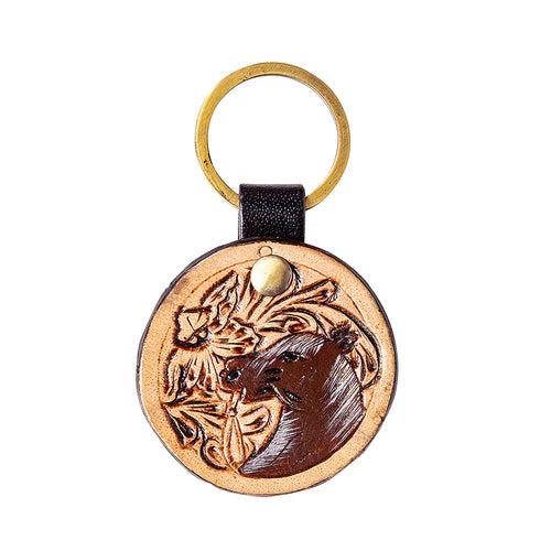 Trail Horse Hand-Tooled Key Fob
