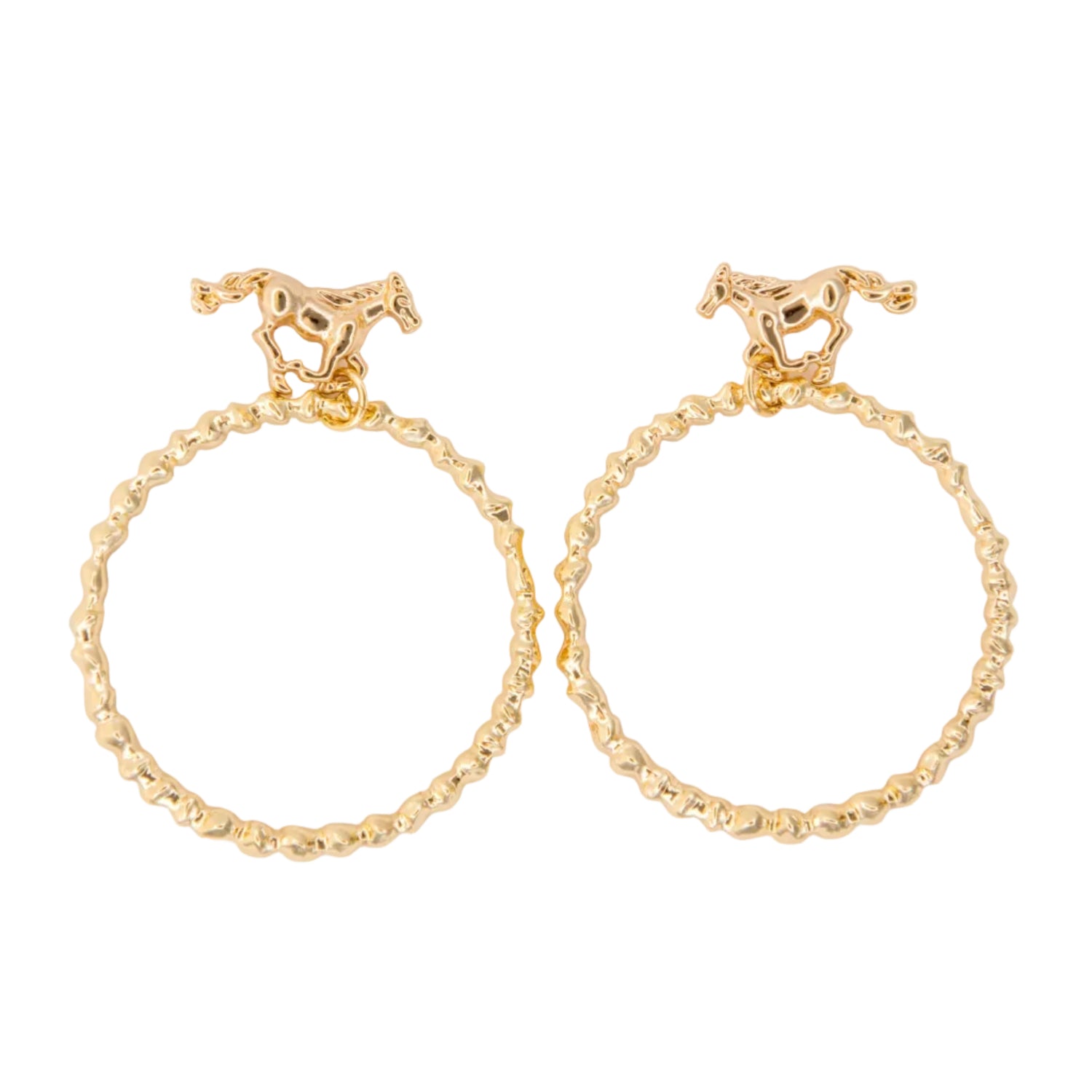 GOLD HORSE HOOPS ON GREY BACKGROUND