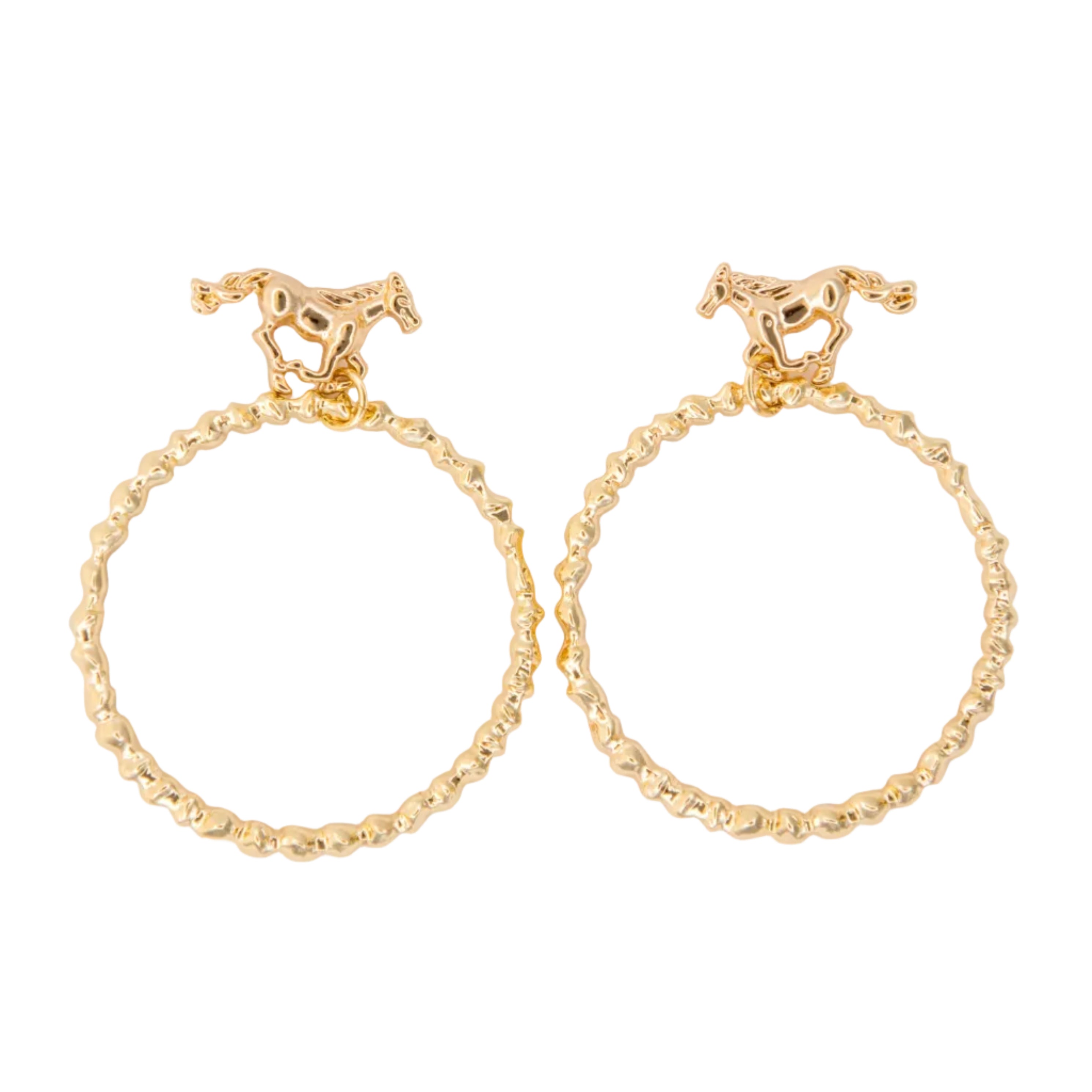 GOLD HORSE HOOPS ON GREY BACKGROUND