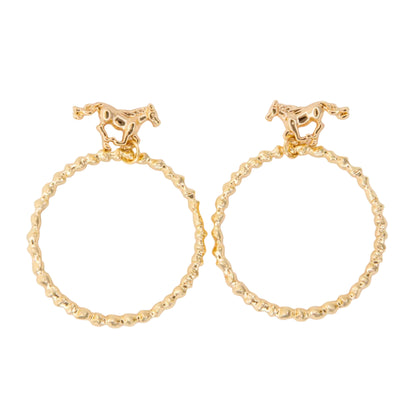 GOLD HORSE HOOPS ON GREY BACKGROUND