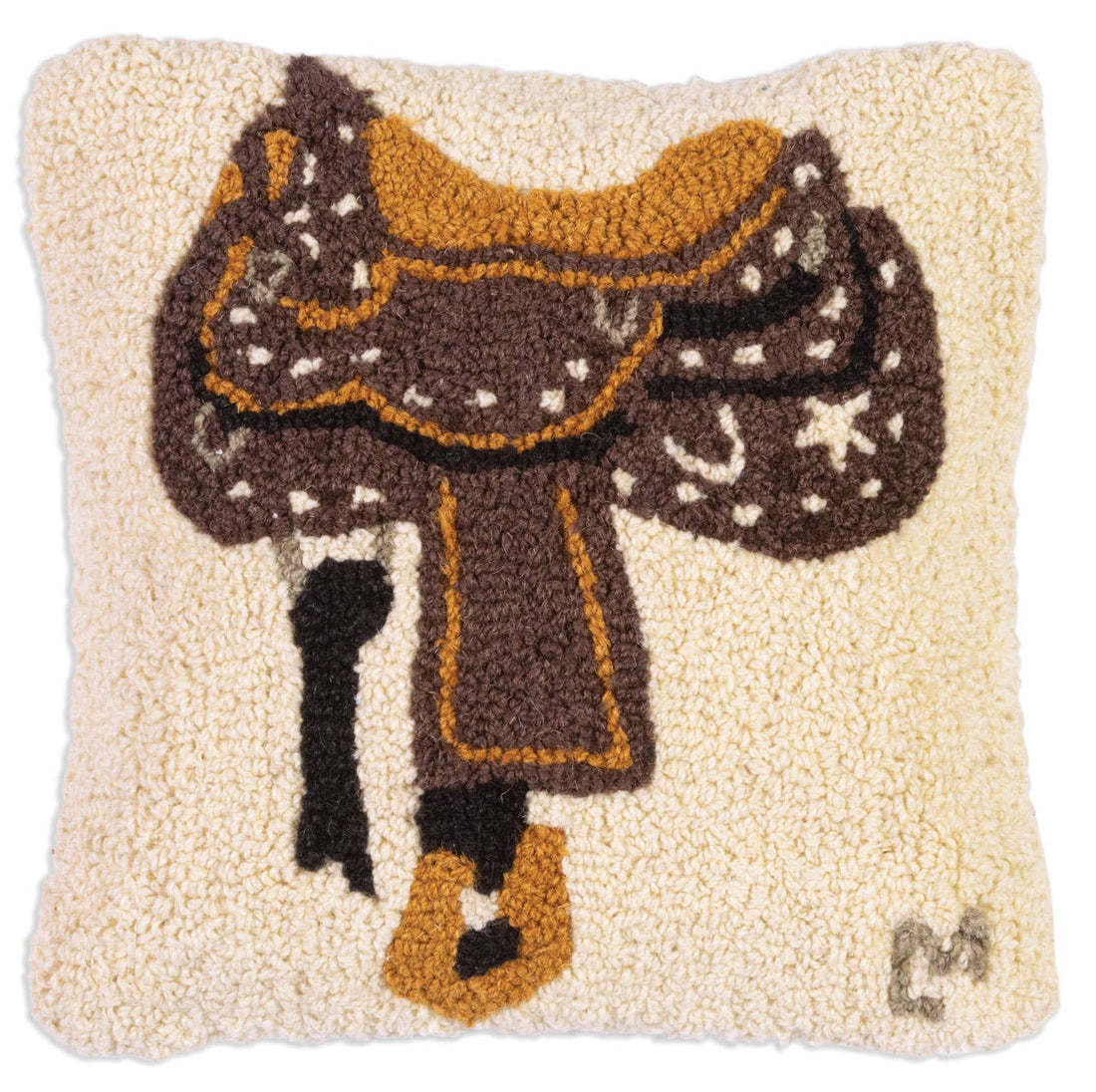 The Ranch Saddle Hooked Pillow
