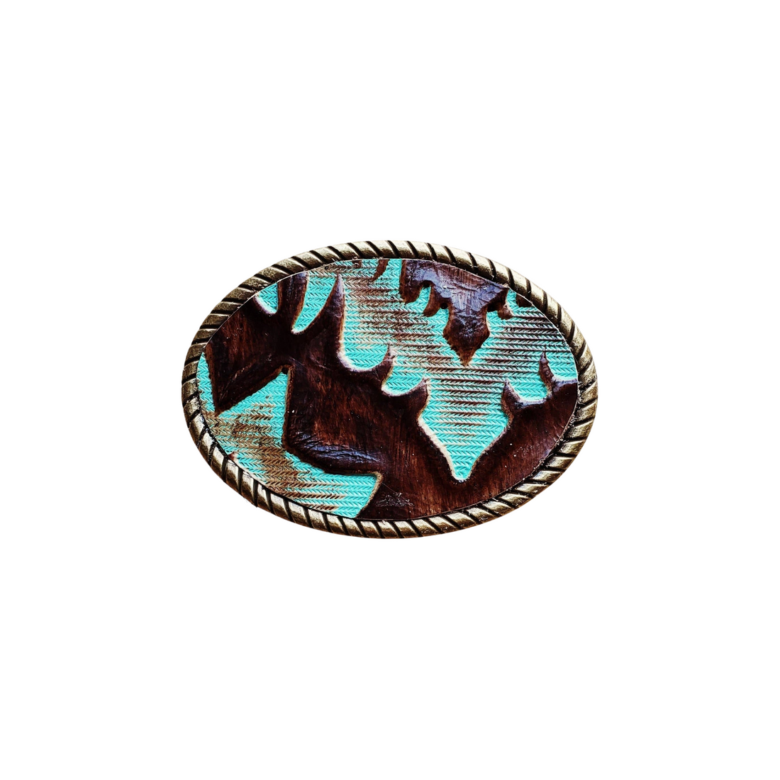 Rope Edge Turquoise Laredo Leather Belt Buckle 901t