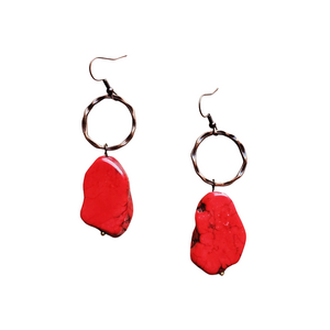 Red Turquoise Chunky Earrings 206i