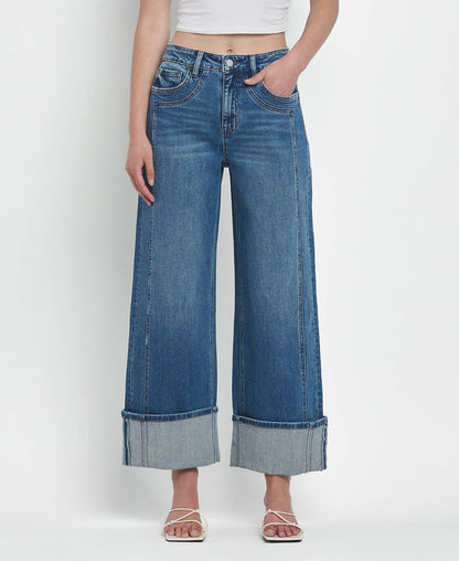 WOMENS CUFFED DENIM JEANS