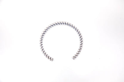 Silver hoop earring on a white background