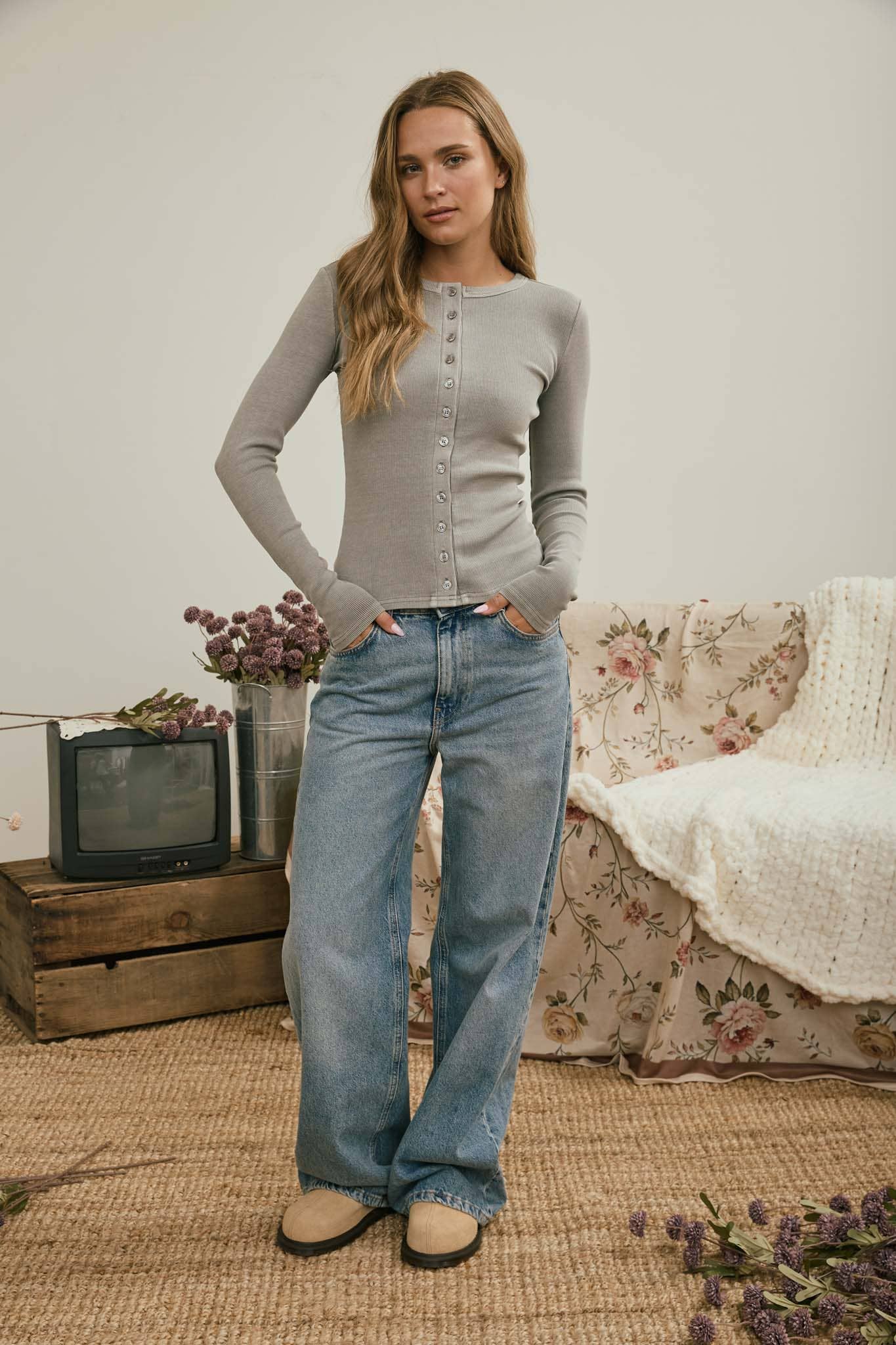 The Silver Sage Button Knit