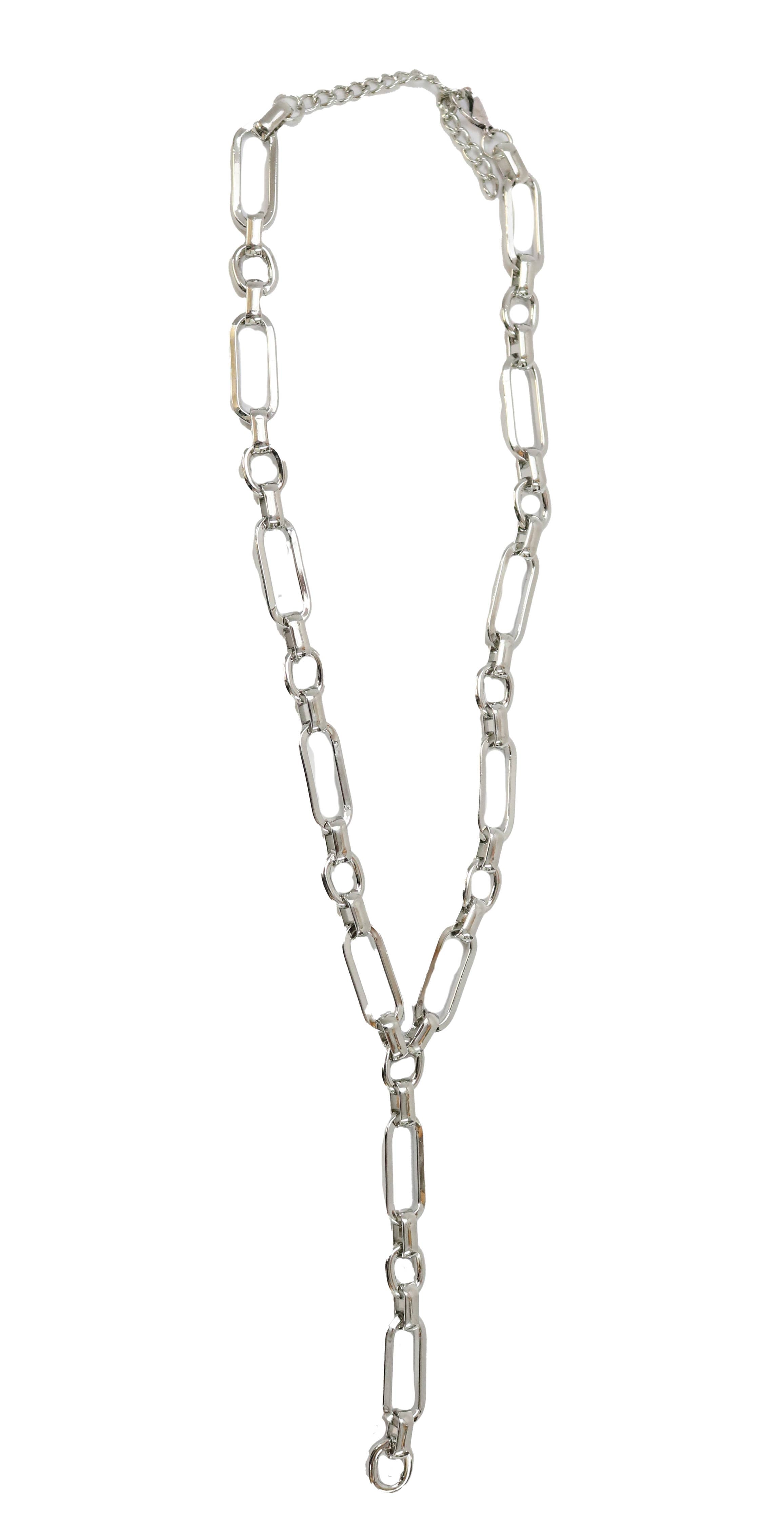 Silver Chunky Chain Y Necklace