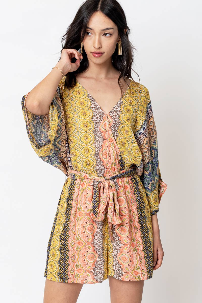 Multi Print Belted Romper