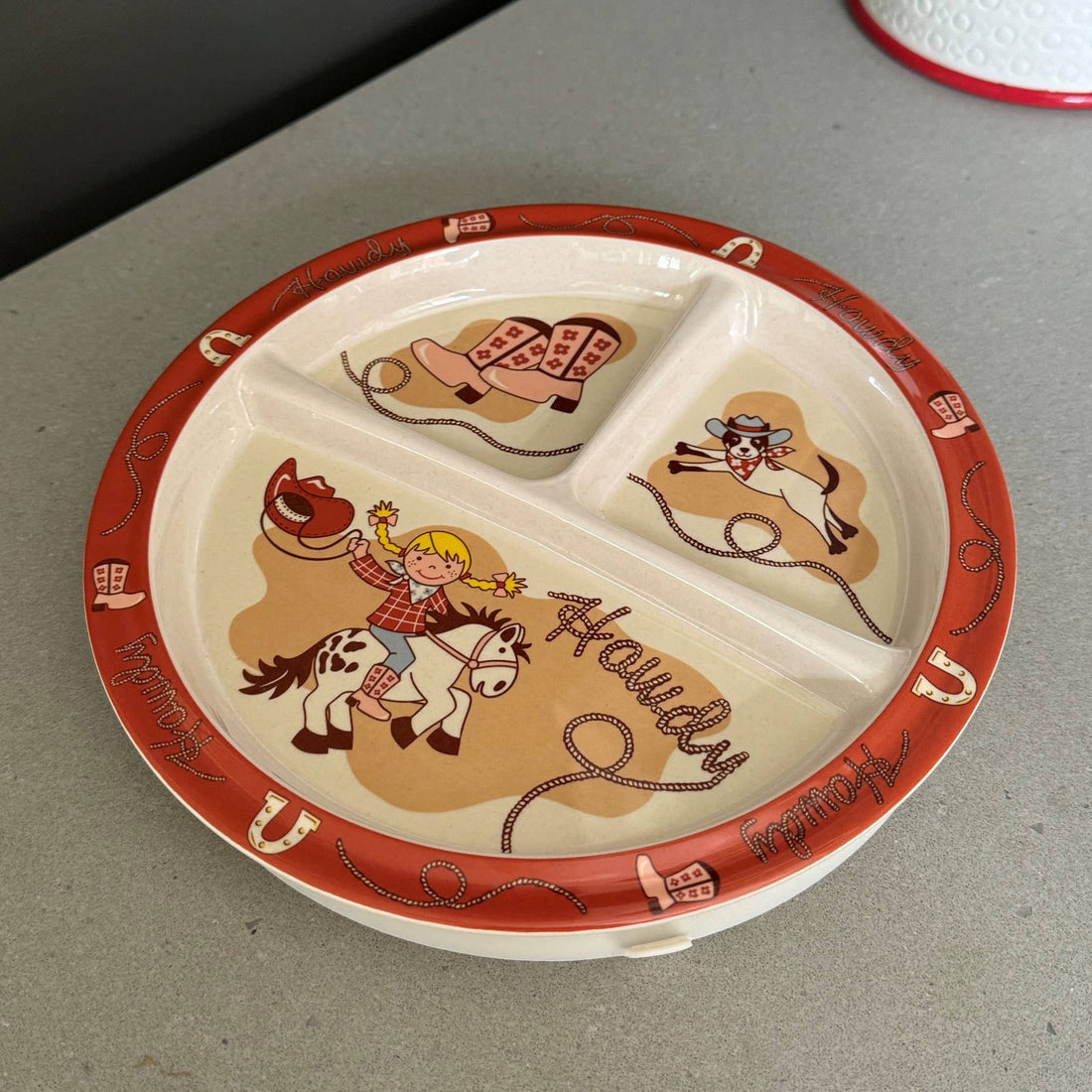 Howdy Cowgirl Divided Suction Plate