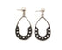 Pair of silver hoop earrings with bead detailing on a white background