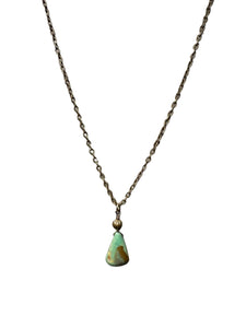 17698 Textured Bronze Chain w/Teardrop Kingman Turquoise Necklace