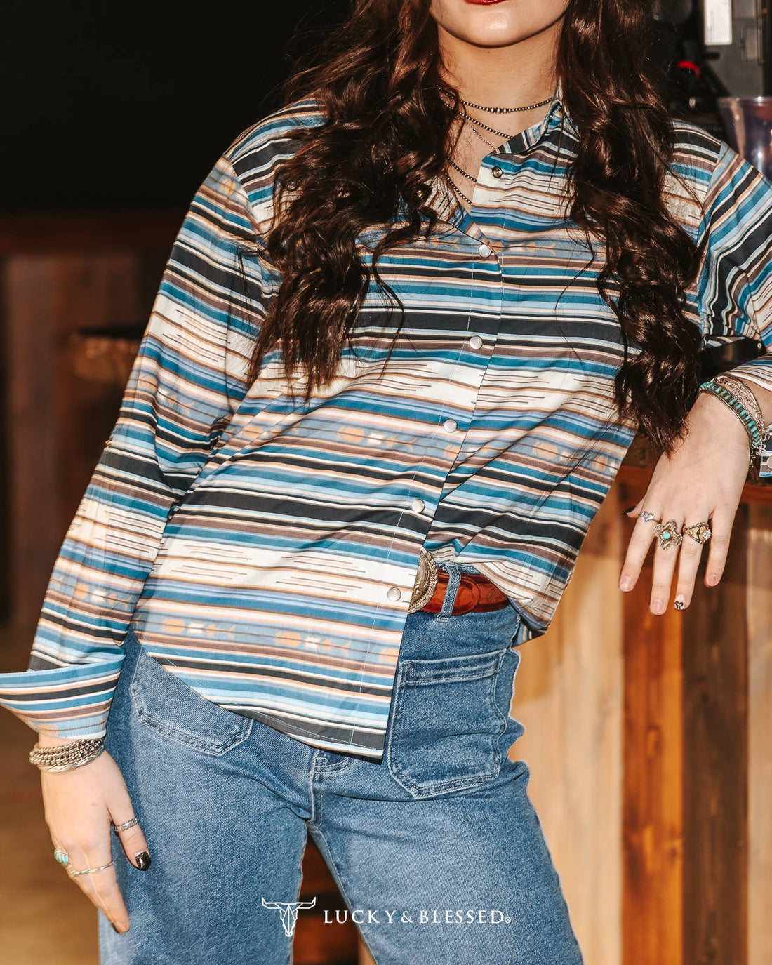 Jade Serape Pearl Snap Shirt