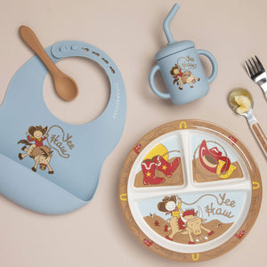 Yee Haw Fresh & Messy Silicone Bib & Spoon Set