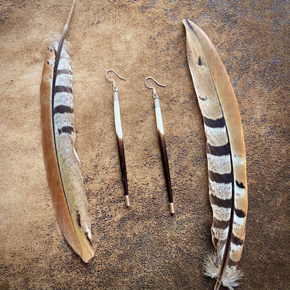 Porcupine Quill Earrings - Short, Black/Brown/Ivory, Silver: Short / Silver