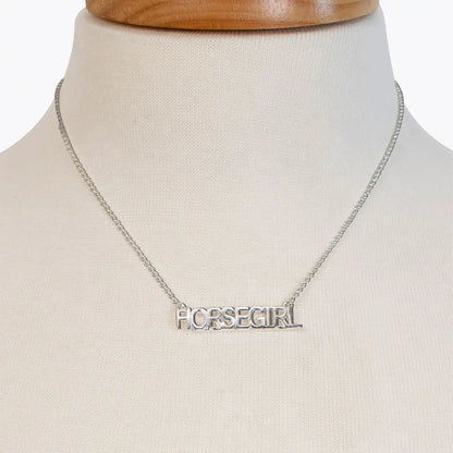 Horse Girl Letter Pendant, Silver