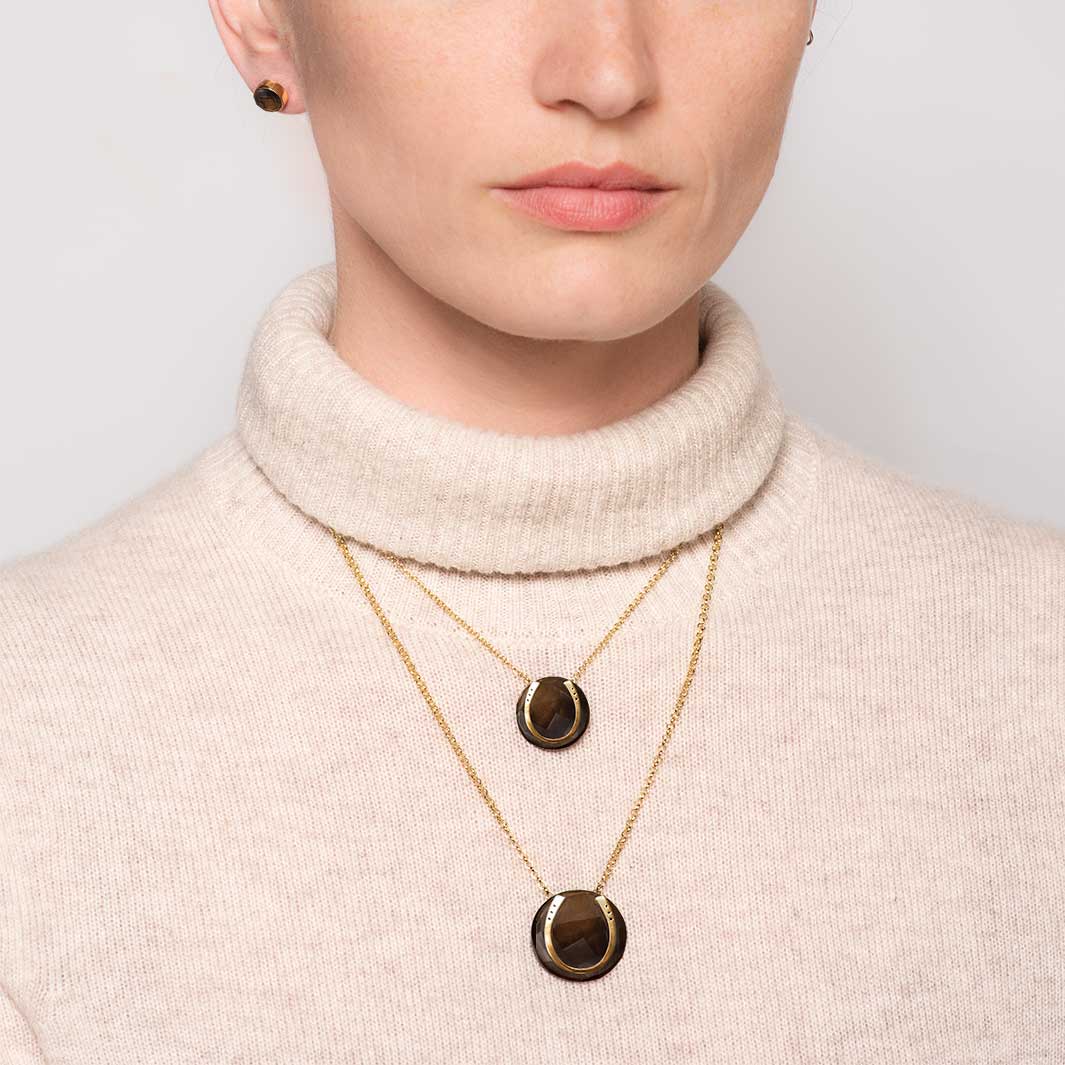 Smokey Topaz Lucky Horseshoe Necklace