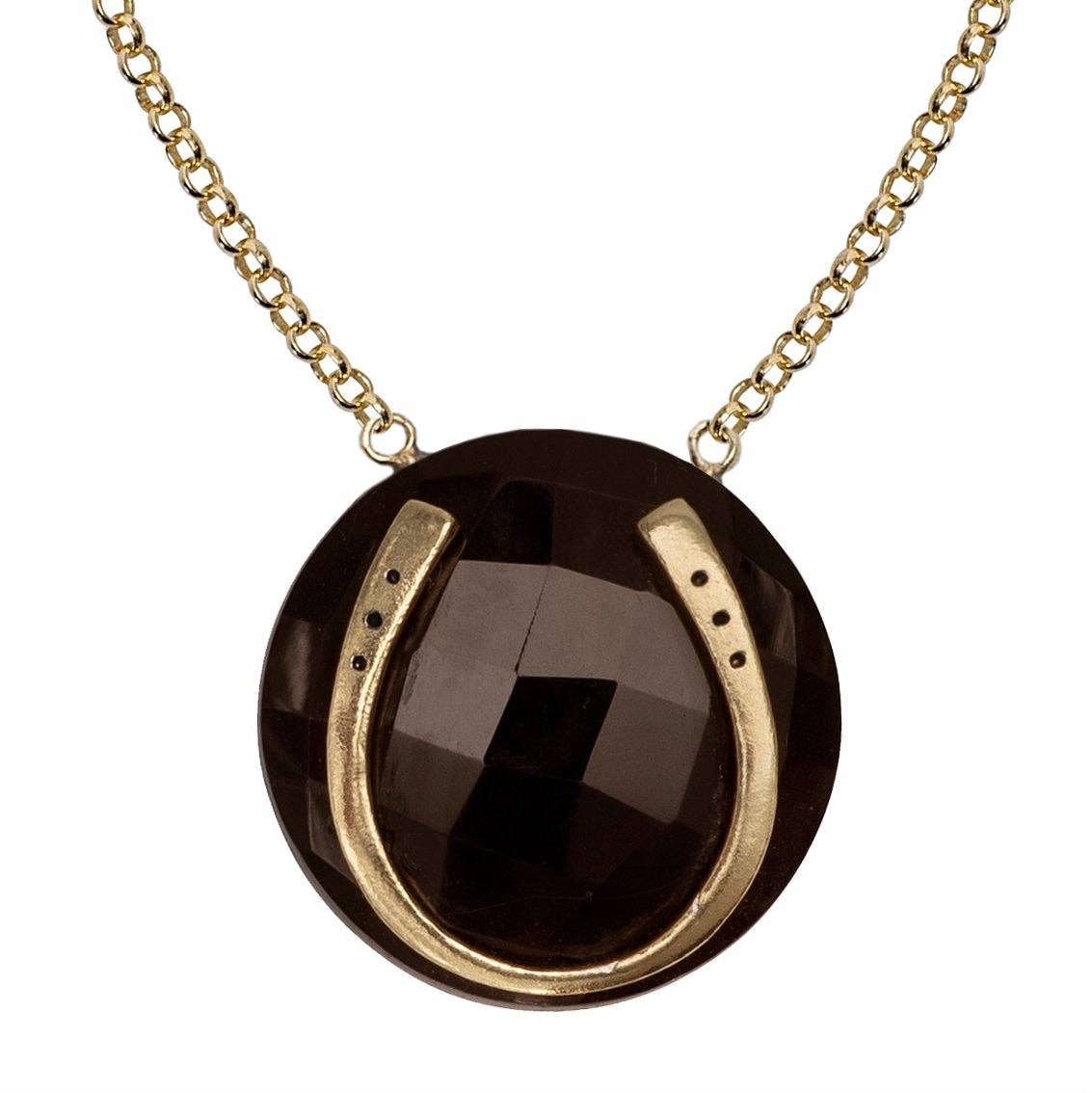 Smokey Topaz Lucky Horseshoe Necklace