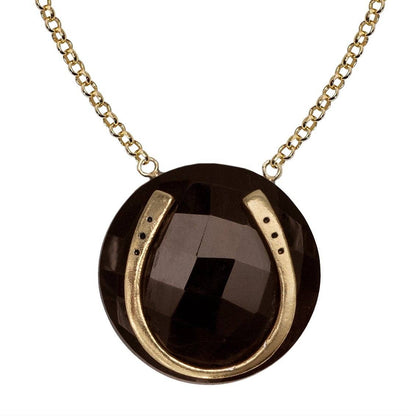 Smokey Topaz Lucky Horseshoe Necklace