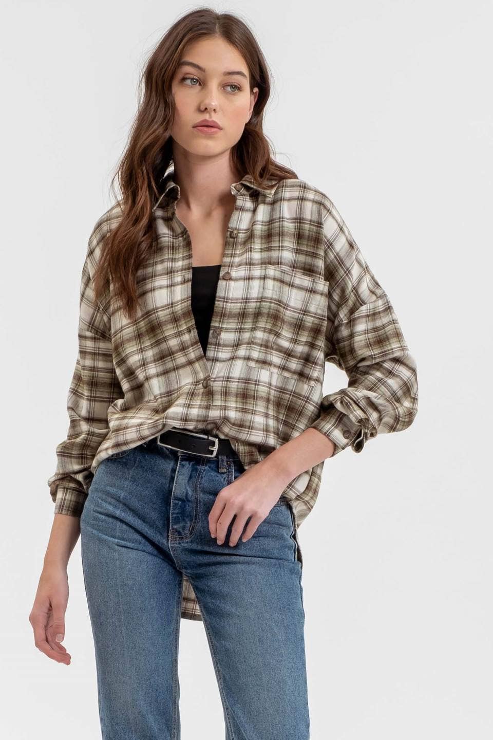 Rita Plaid Shirt, Olive