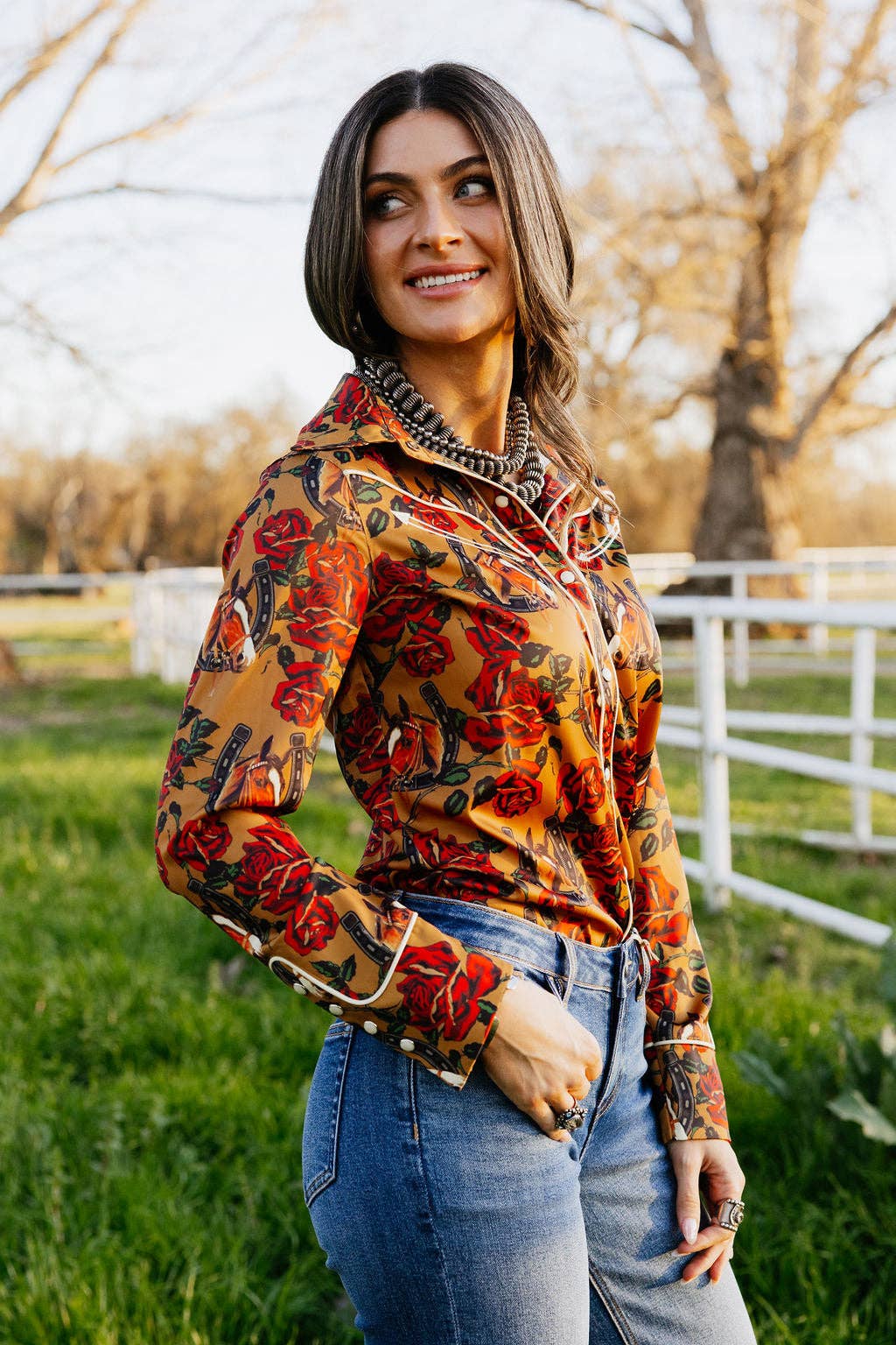 Horses &amp; Horseshoes Button Up