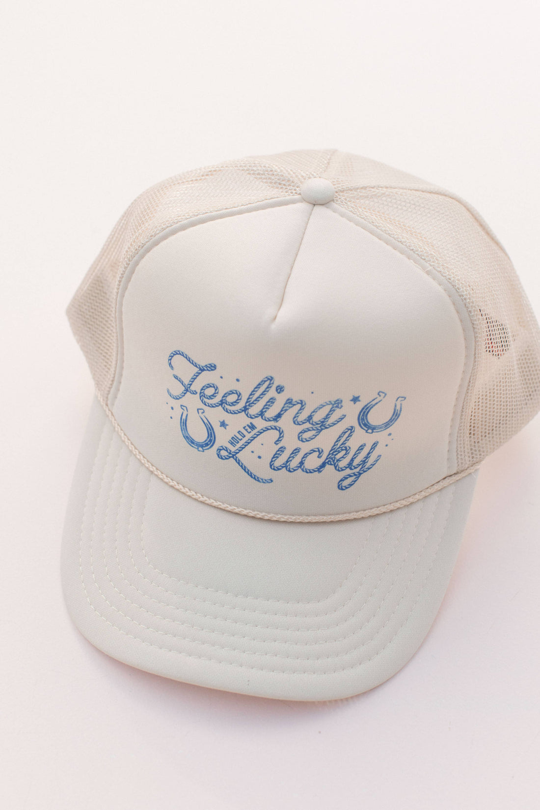 Western Lucky Trucker Hat Cap, Tan