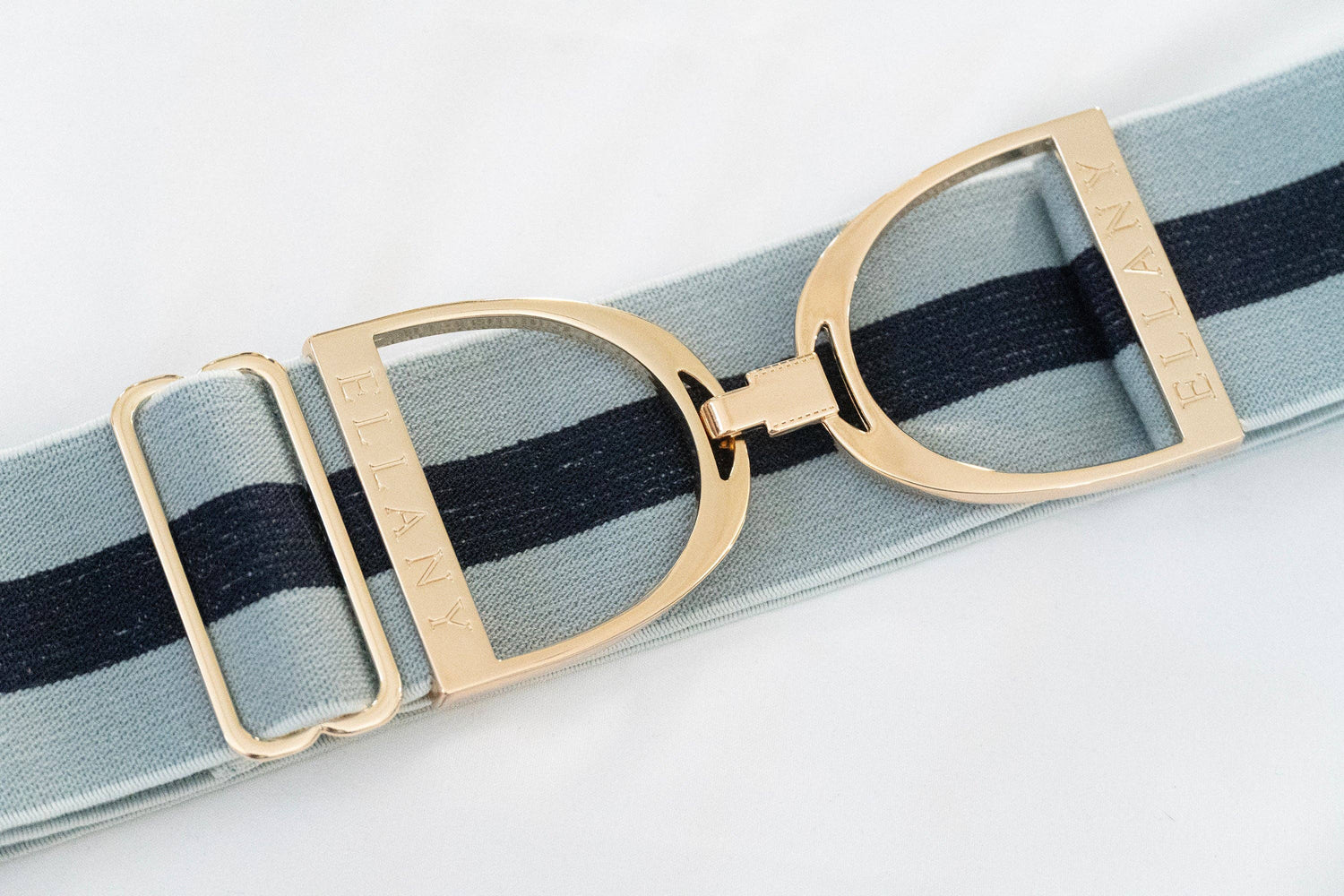 Ellany Sage Stripes - 2&quot; Gold Stirrup Elastic Belt