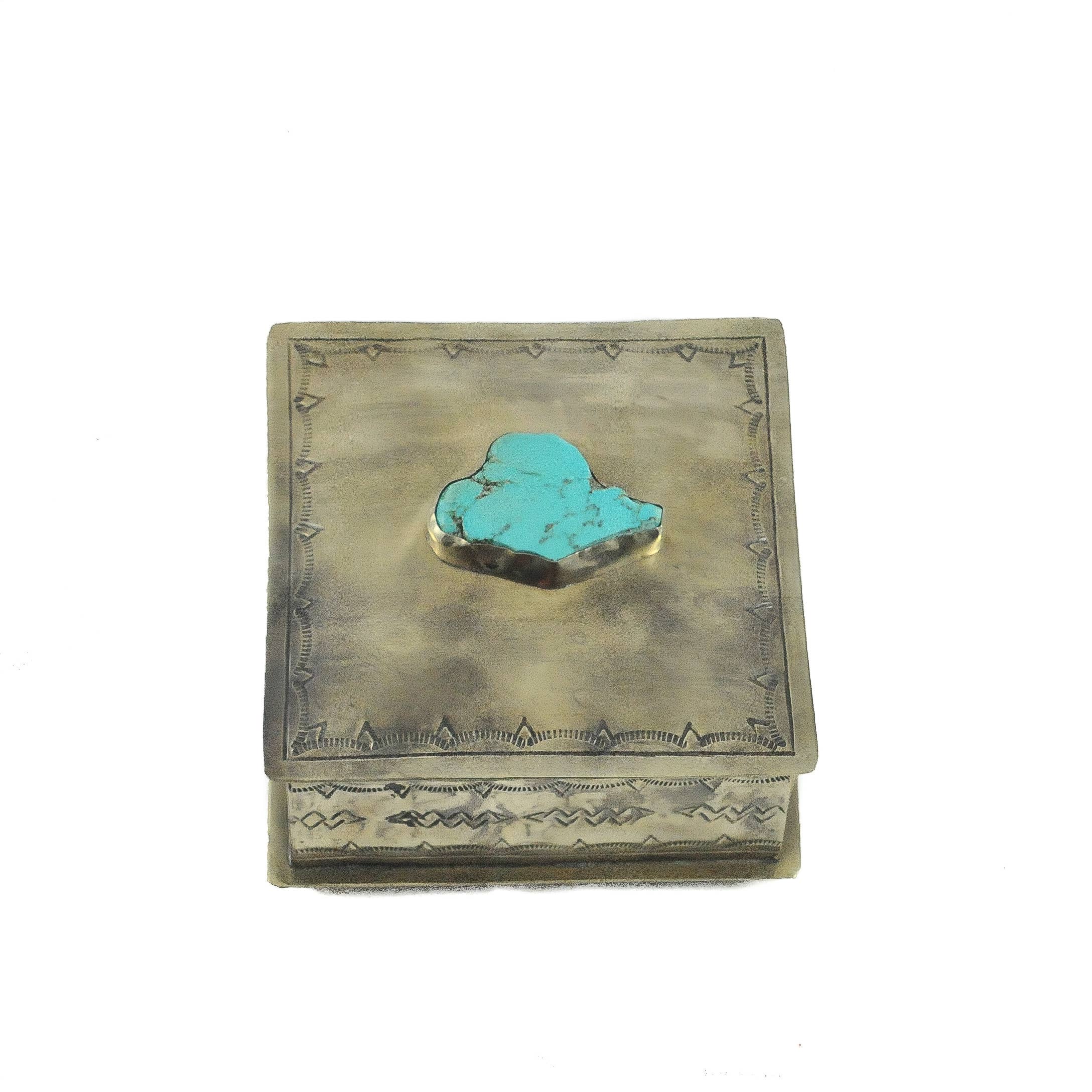 Square Box With Small Turquoise Slab